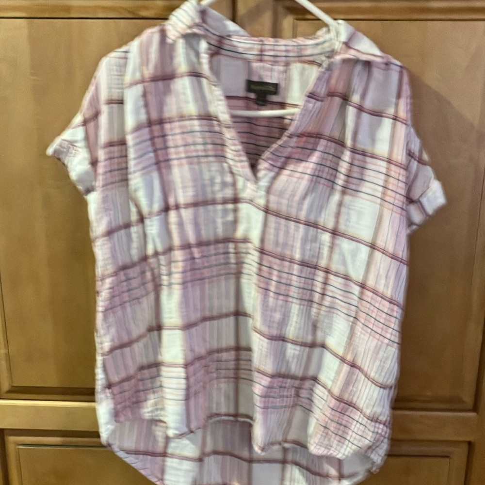 Universal Thread Pink and White Plaid Blouse